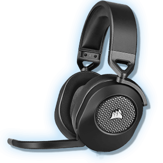 Unos audífonos de diadema estéreo Corsair HS65.
